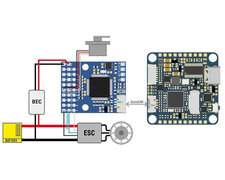 Конвертер сигнала Matek DroneCAN to PWM adapter, AP Periph (CAN-L4-PWM / L431PWM) 431 фото